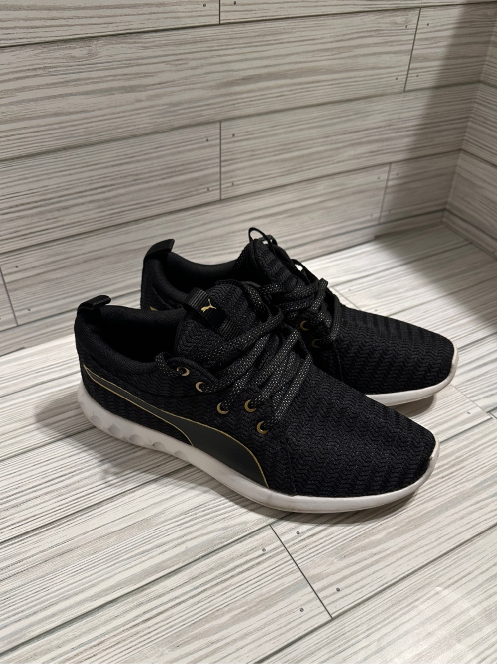 Puma Black SoftFoam Knit Low-Top Sneakers with White Soles